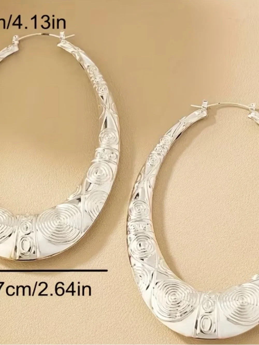 Silver Textured Crescent Hoop Earrings - Women Jewelry